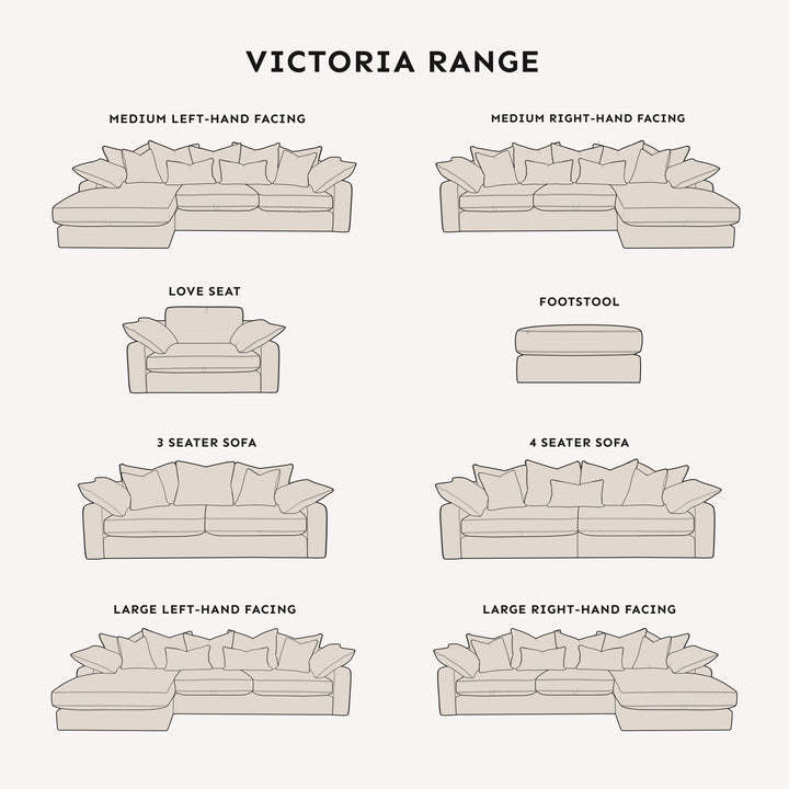 Victoria Cream Velvet Pillow Back Sofa Range MTO Sofa 