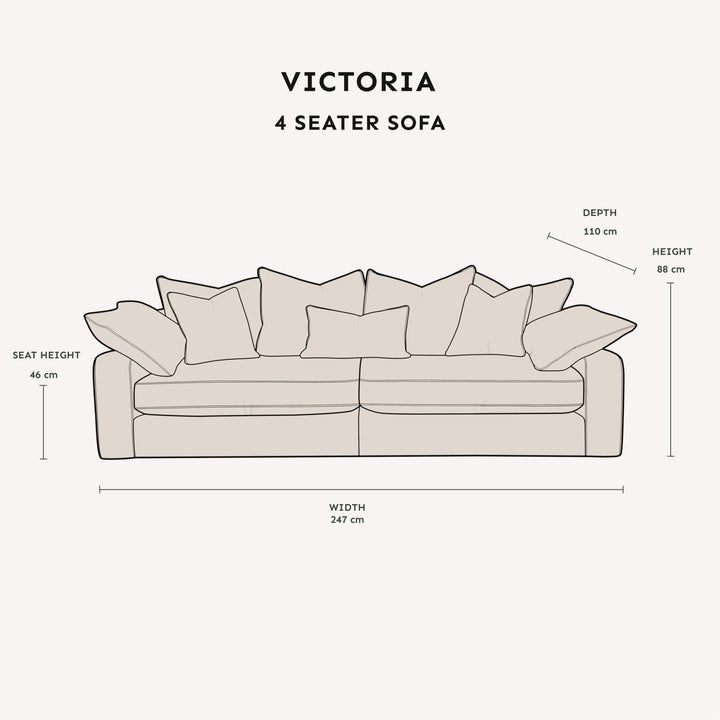 Victoria Cream Velvet Pillow Back Sofa Range MTO Sofa 