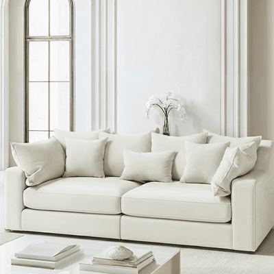 Victoria Cream Velvet Pillow Back Sofa Range Sofa 4 Seater Sofa 