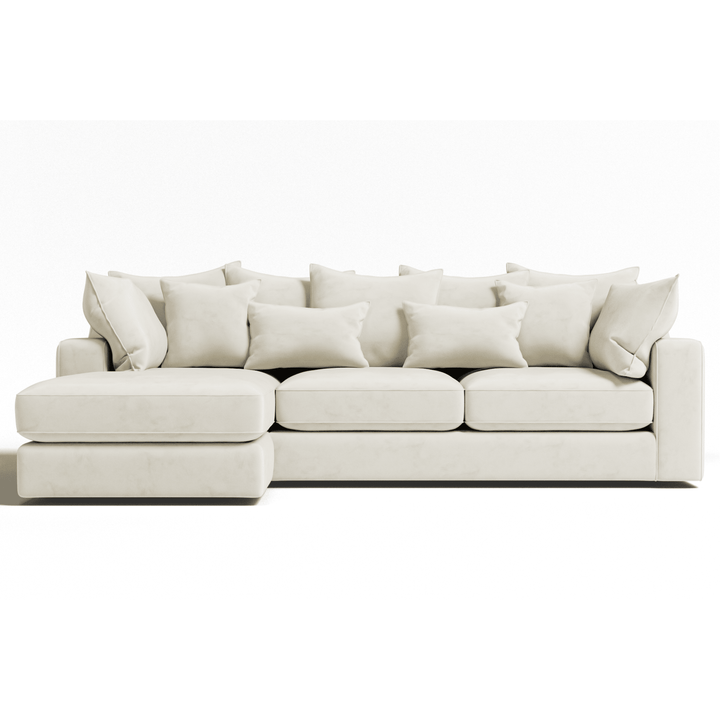 Victoria Cream Velvet Pillow Back Sofa Range Sofa Medium Left Hand Facing 