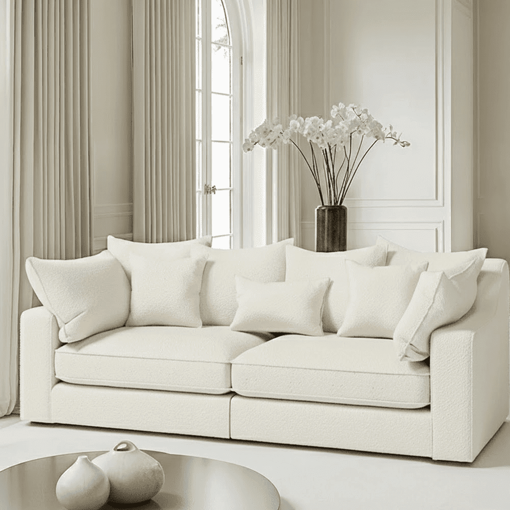 Victoria Ecru Boucle 4 Seater Sofa Sofa 