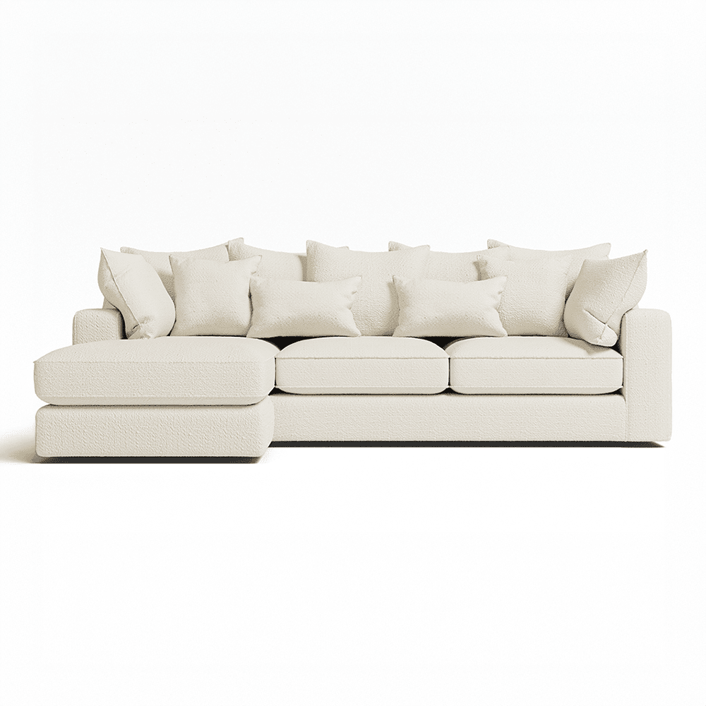 Victoria Ecru Boucle Medium Left Hand Facing Pillow Back Corner Sofa Sofa 