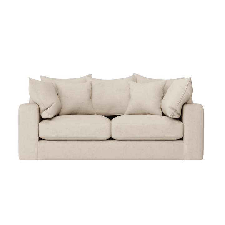 Victoria Luxury Beige Textured Sofa Range Sofa 3 Seater Sofa Pillow Back 