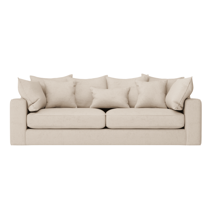 Victoria Luxury Beige Textured Sofa Range Sofa 4 Seater Sofa Pillow Back 