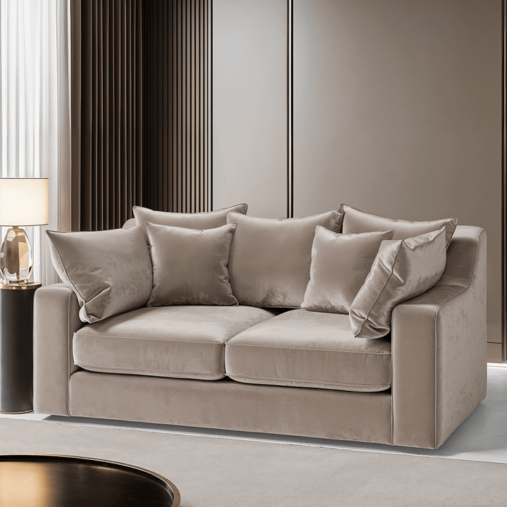 Victoria Mink Velvet 3 Seater Pillow Back Sofa MTO Sofa 