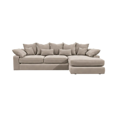 Victoria Mink Velvet Large Chaise End Sofa - Right Hand Facing Sofa 