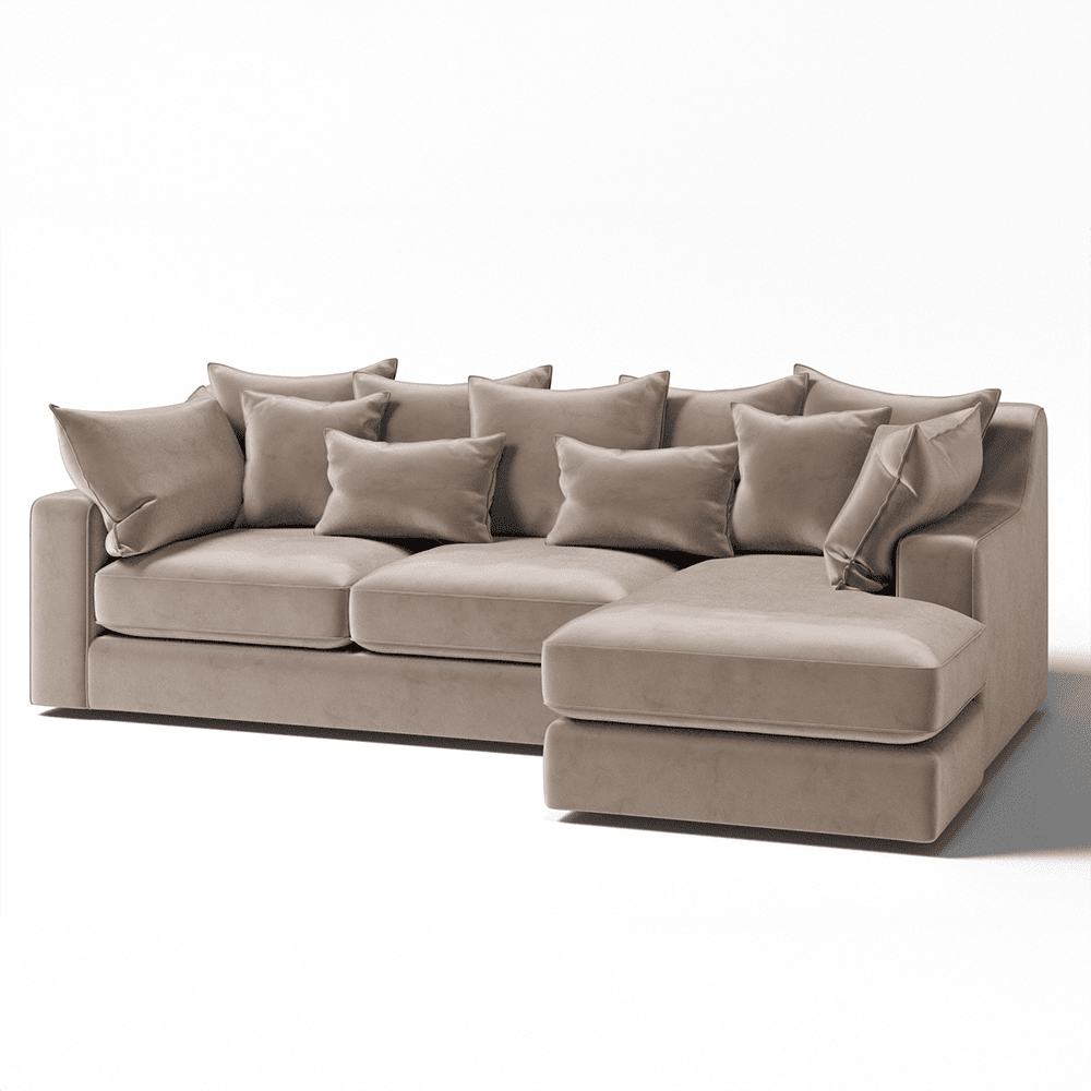 Victoria Mink Velvet Large Chaise End Sofa Sofa 