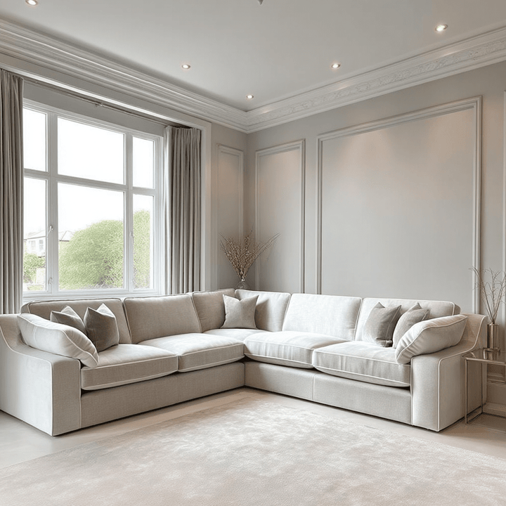 Victoria Oyster Chenille Large Corner Sofa Sofa 