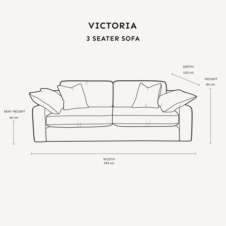 Victoria Oyster Chenille Sofa Range Sofa 3 Seater Sofa 