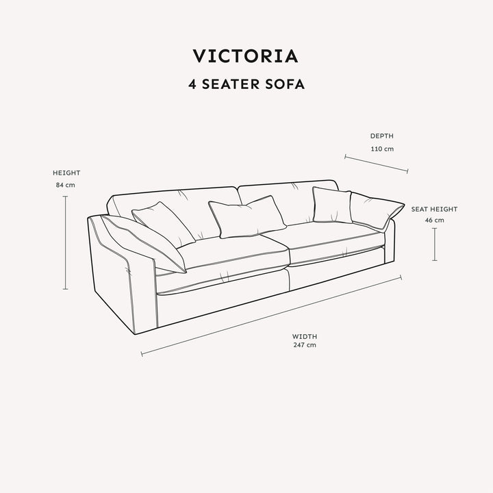 Victoria Oyster Chenille Sofa Range Sofa 4 Seater Sofa 