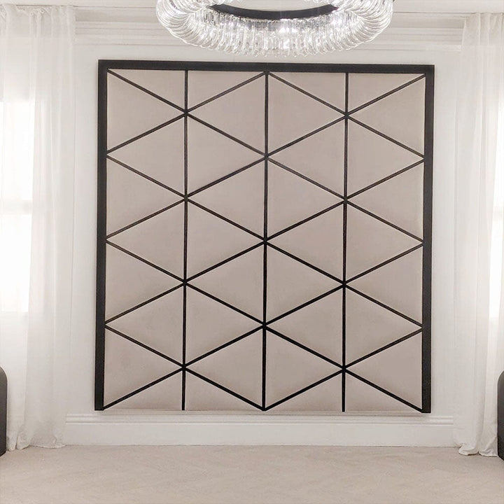 Vienna Mink & Black Premium Geometric Headboard Beds and Headboards 