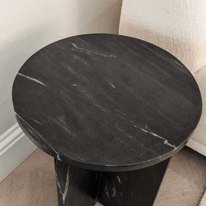 Vieste Black Marble Side Table Furniture 