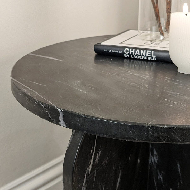 Vieste Black Marble Side Table Furniture 