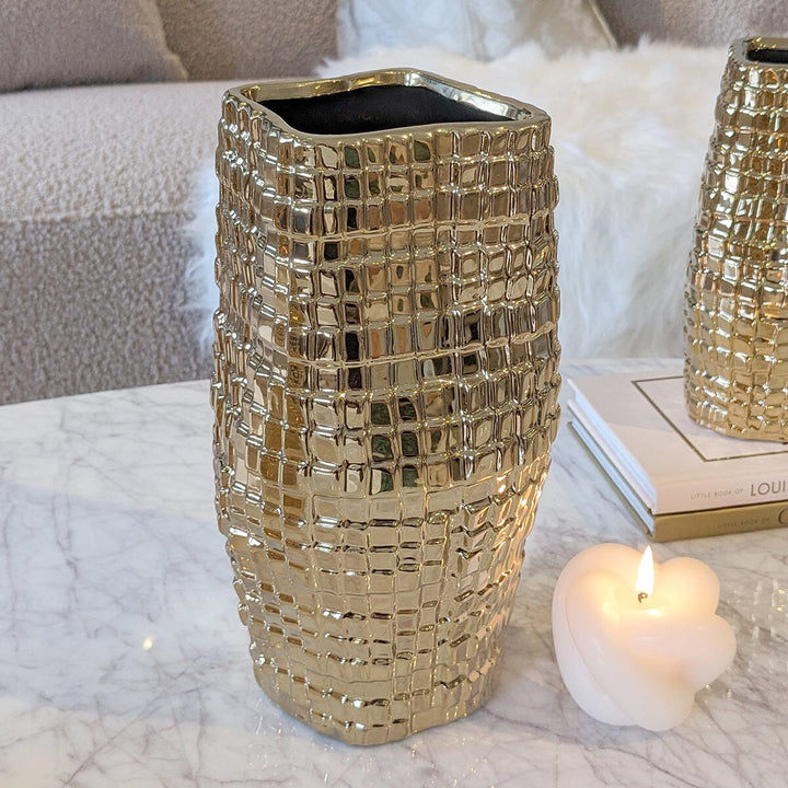 Vieste Tall Gold Abstract Vase Accessories 