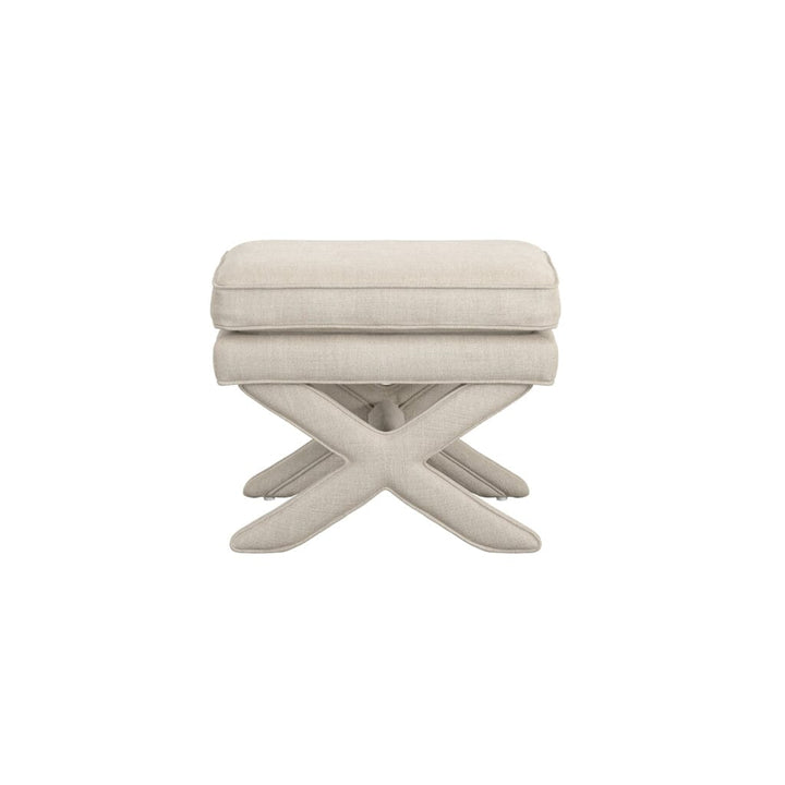 Vinesa Stone Linen Blend Cross Foot Stool Furniture 