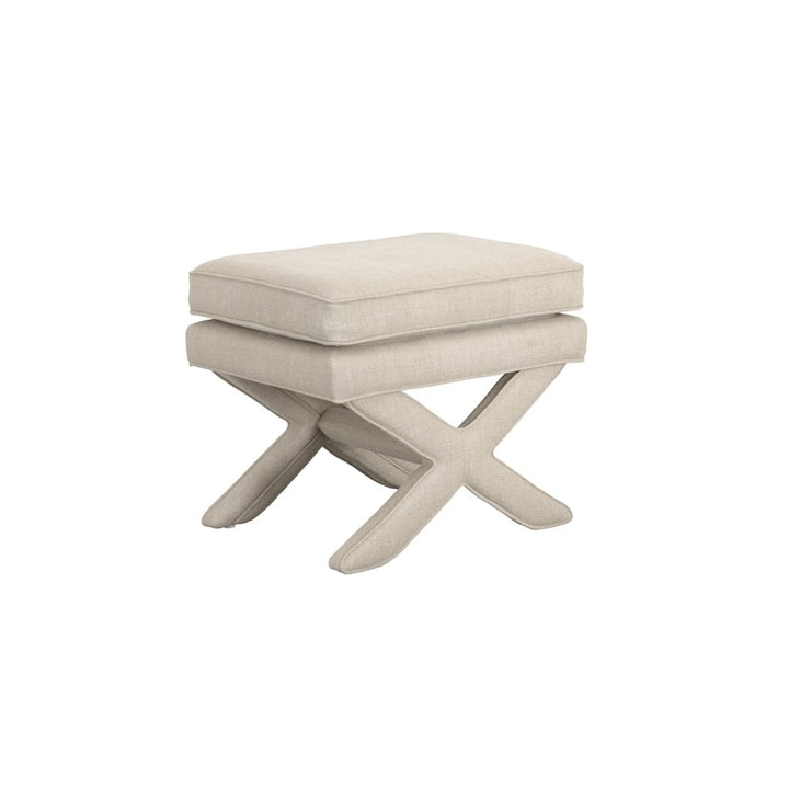 Vinesa Stone Linen Blend Cross Foot Stool Furniture 