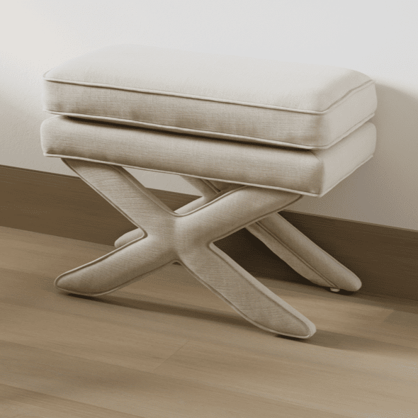 Oceanne Linen Blend Cross Foot Stool