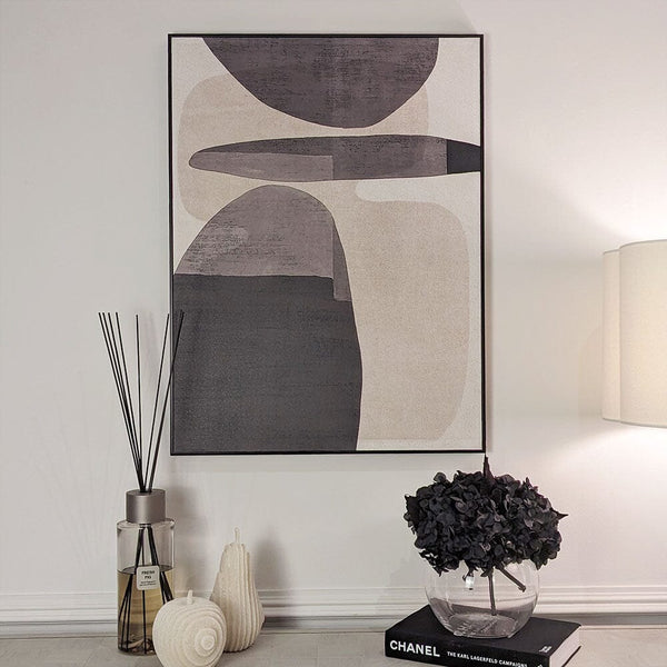 Vinsi Stone & Black Abstract Canvas Wall Art Accessories 