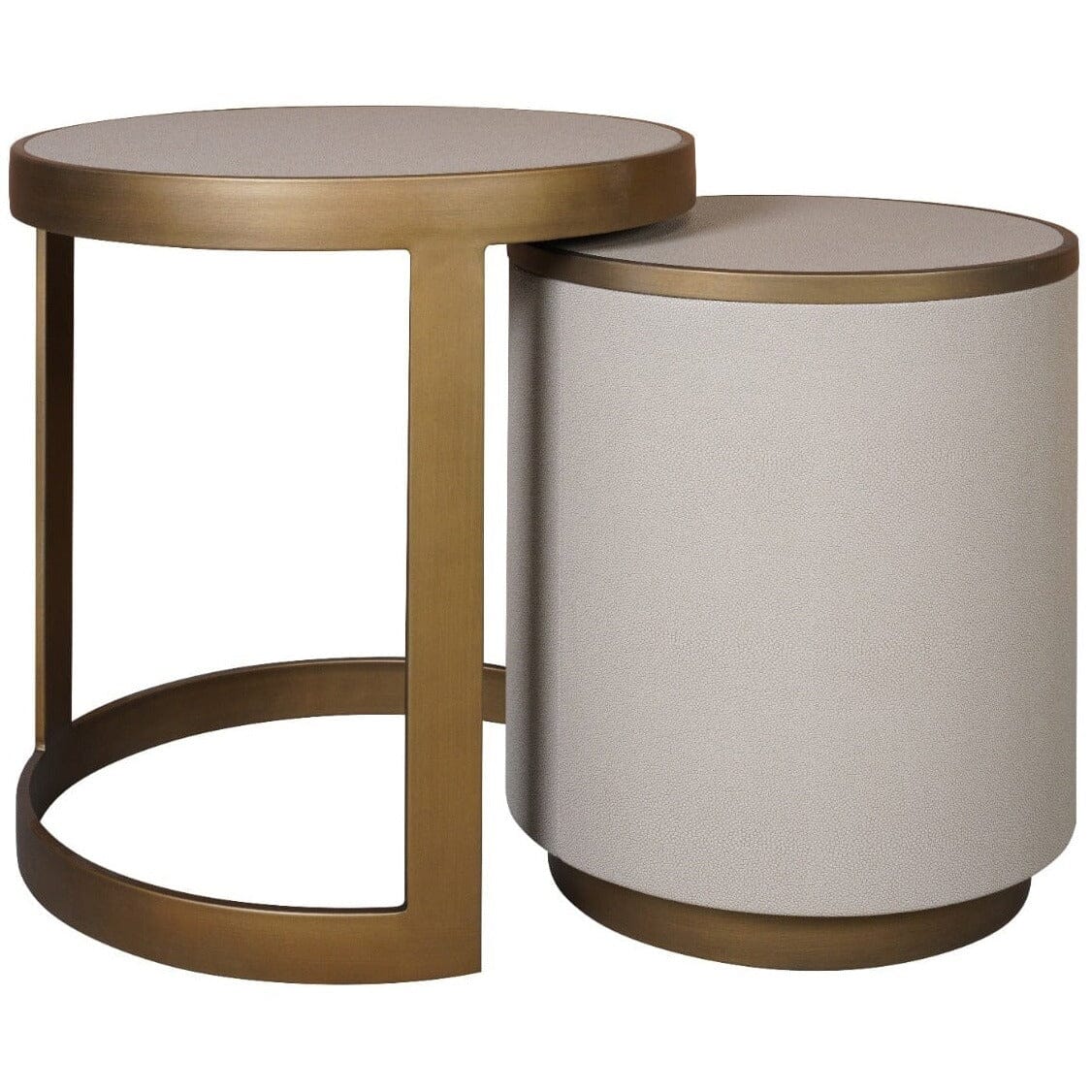 Vitros Shagreen & Brass Nesting Side Tables- Set of 2 Furniture 
