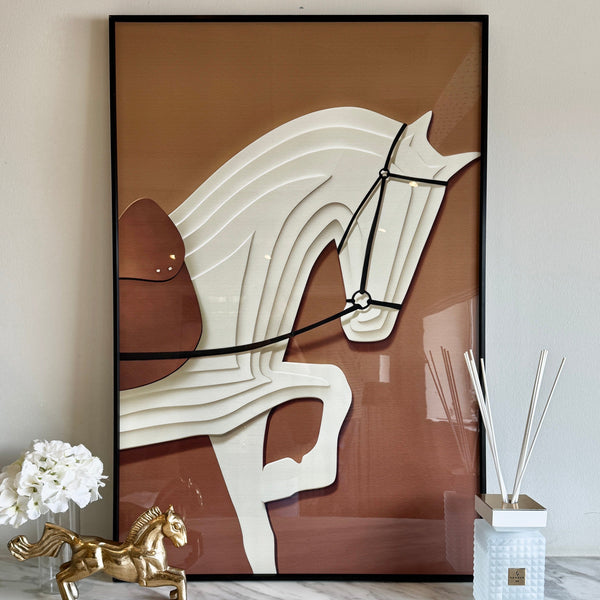 Vivienne Rust 3D Effect Horse Print Framed Wall Art - 60x90cm Accessories 