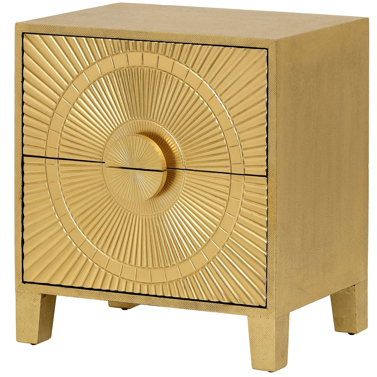 Vogue Gold Embossed Premium Metal 2 Drawer Bedside Table Furniture 