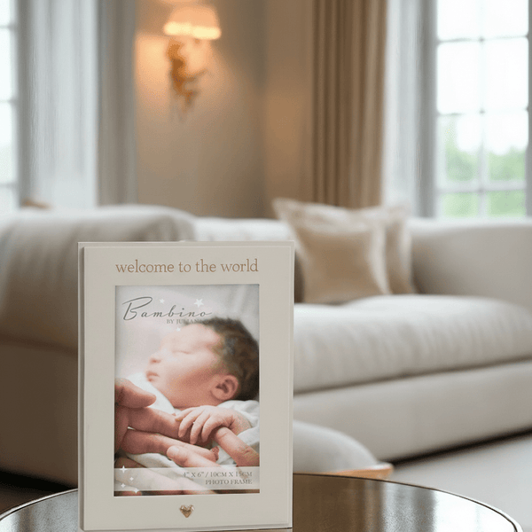 'Welcome to the World' Cream & Gold Photo Frame- 4x6" Accessories 