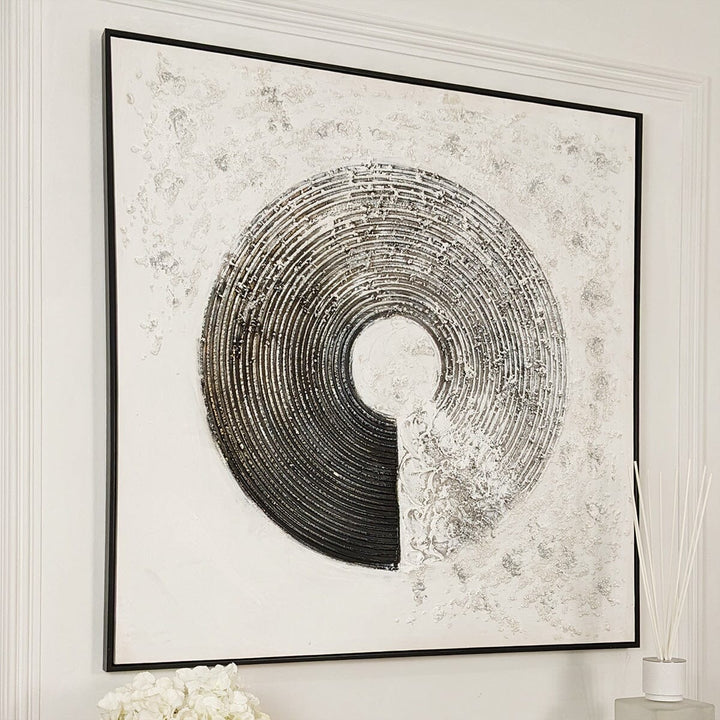 Westborne Monochrome Spiral Textured Canvas Wall Art Accessories 