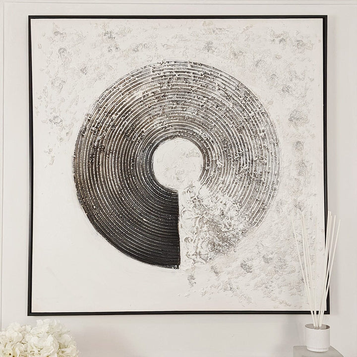 Westborne Monochrome Spiral Textured Canvas Wall Art Accessories 