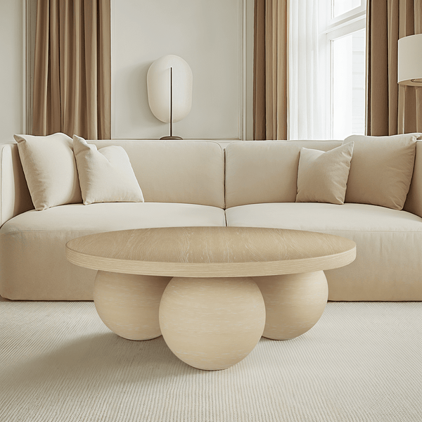 Westminster Matte Beige Round Coffee Table Furniture 