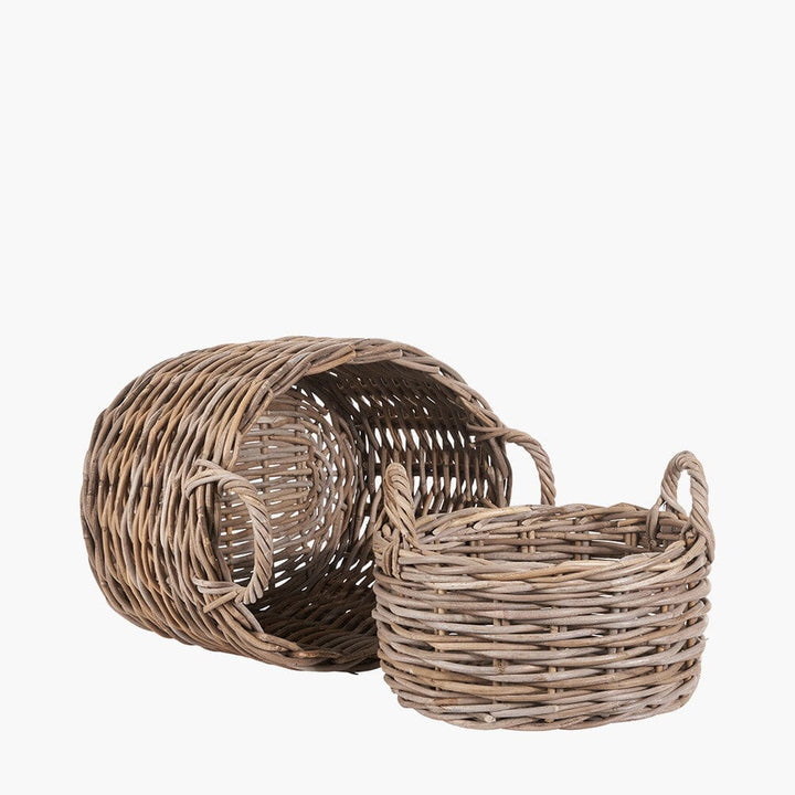 Whinnie Grey Set of 2 Oval Wicker Baskets Accessories 