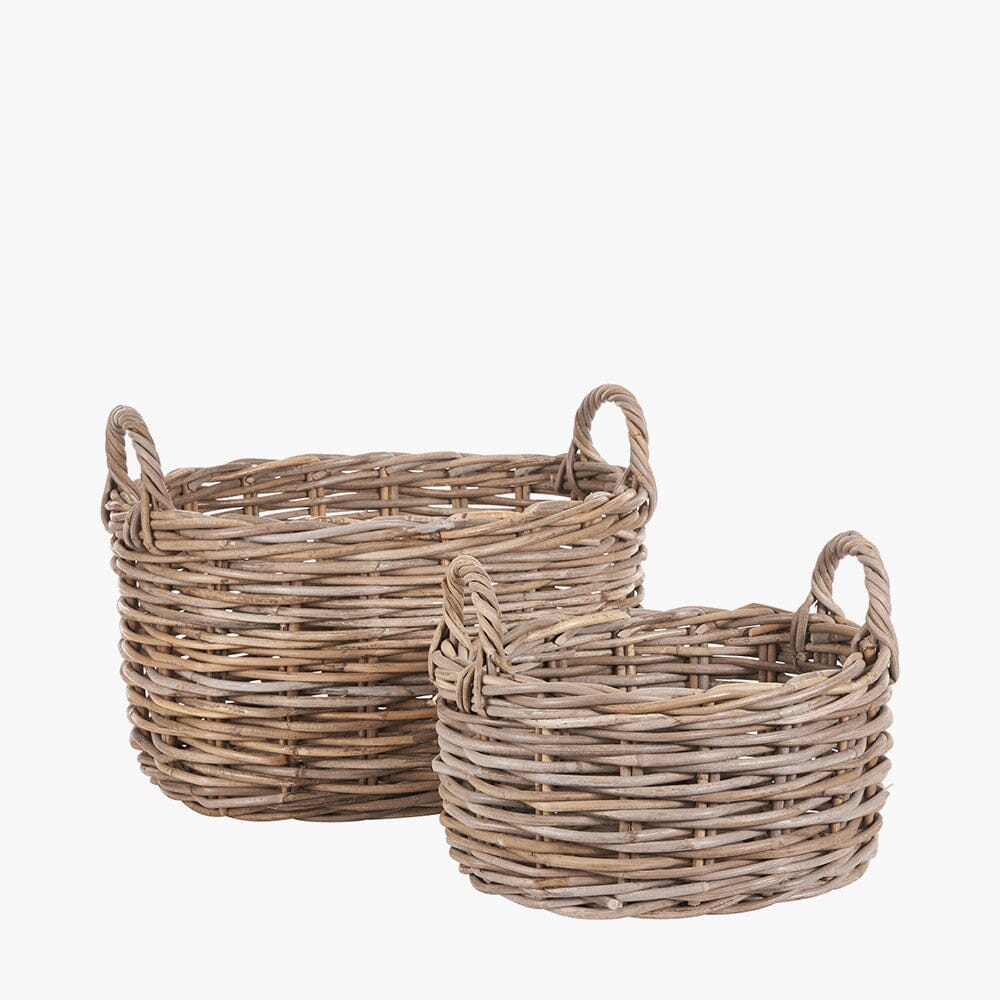 Whinnie Grey Set of 2 Oval Wicker Baskets Accessories 