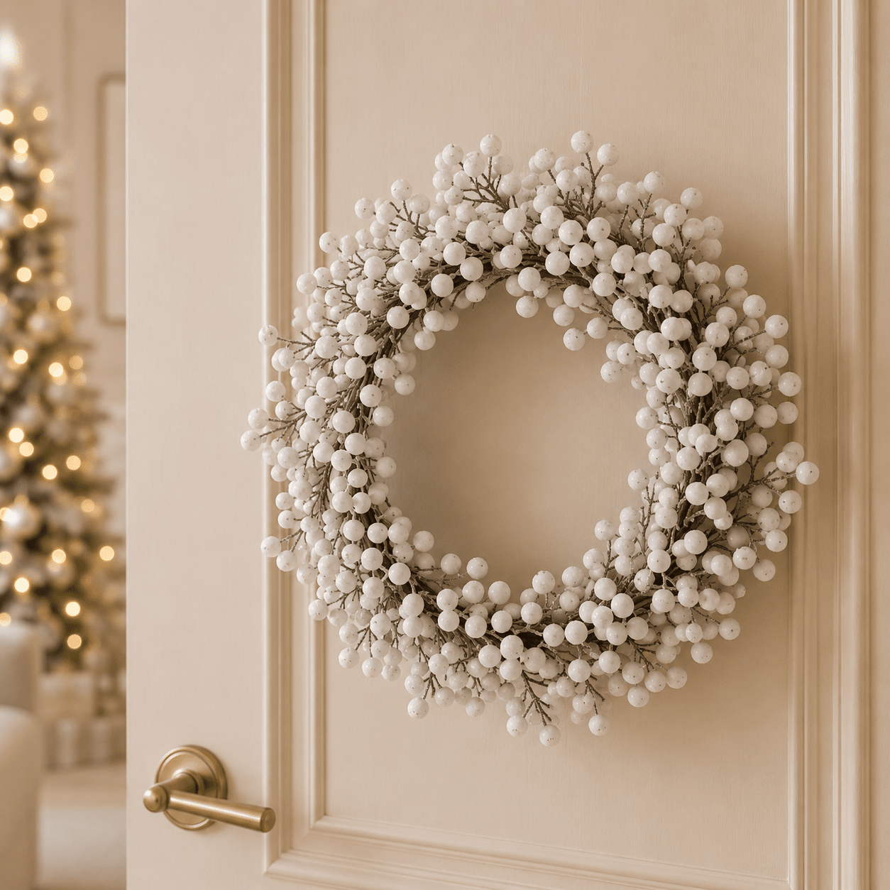 White Berries Decorative Faux Wreath Accessories 
