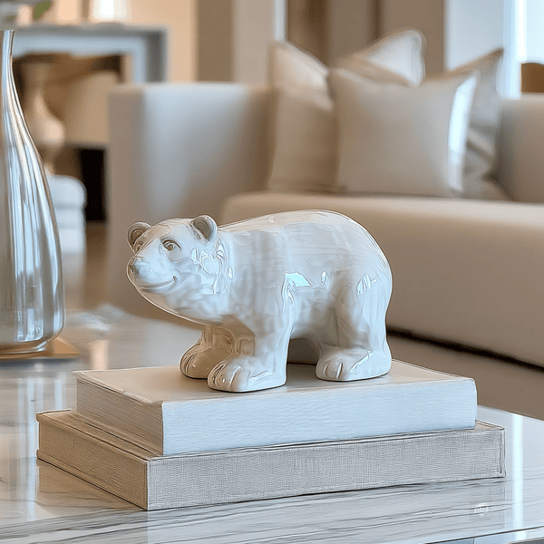 White Ceramic Decorative Polar Bear Ornament Accessories 
