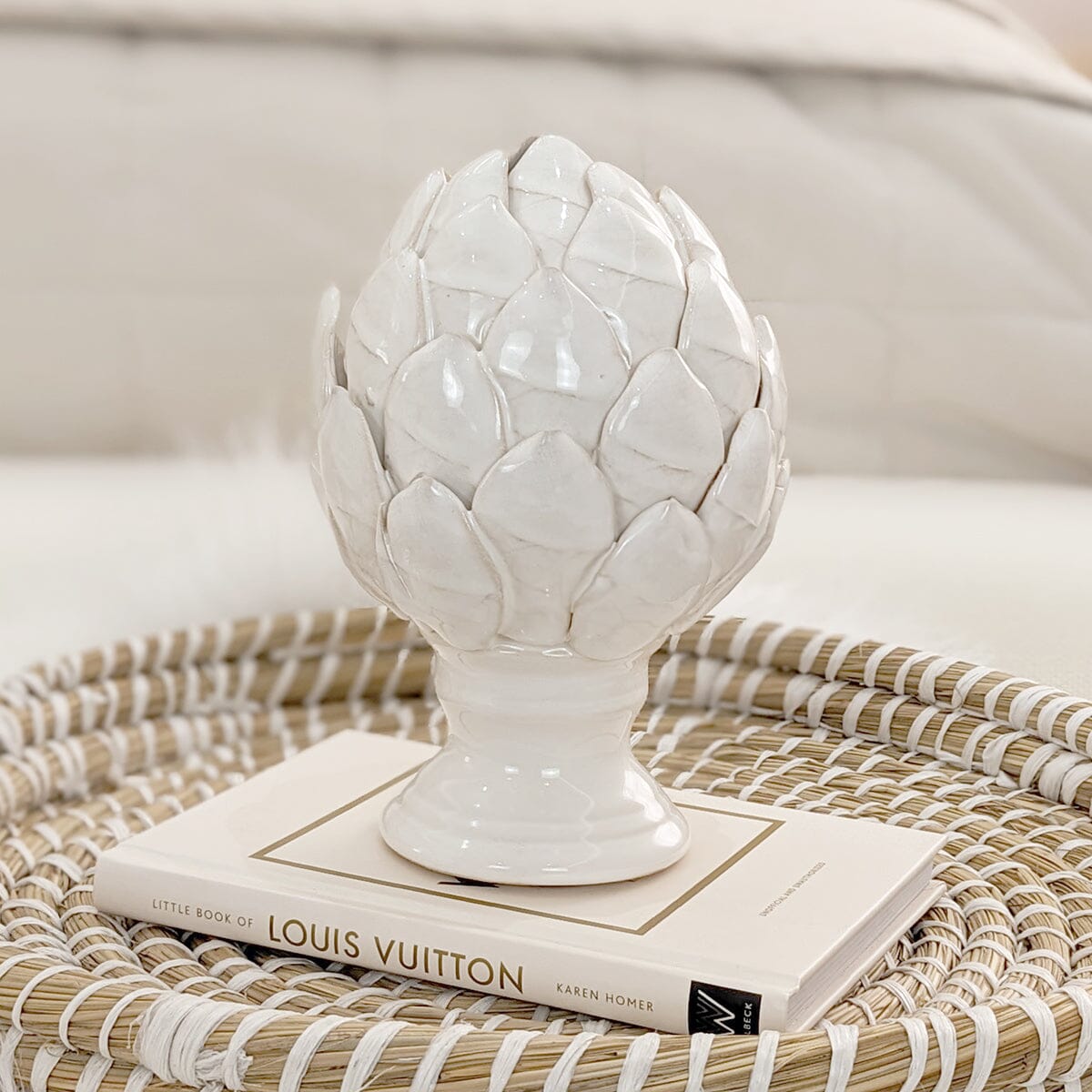 White Ceramic Decorative Standing Artichoke Ornament Accessories 