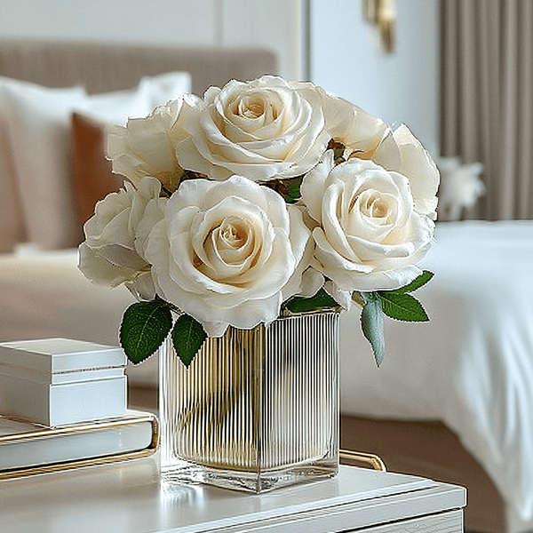White Faux Peony Rose Single Stem Flower Accessories 