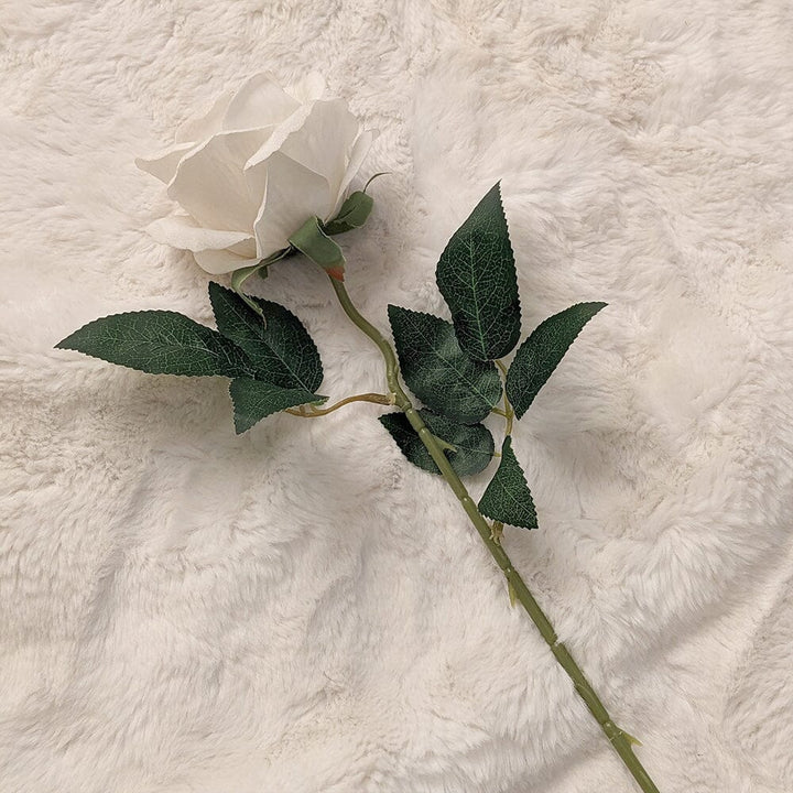 White Faux Peony Rose Single Stem Flower Accessories 
