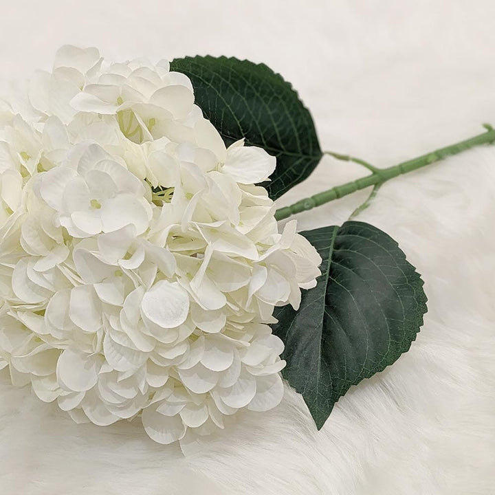 White Giant Pom Pom Hydrangea Single Stem Flower - Set of 3 Accessories 