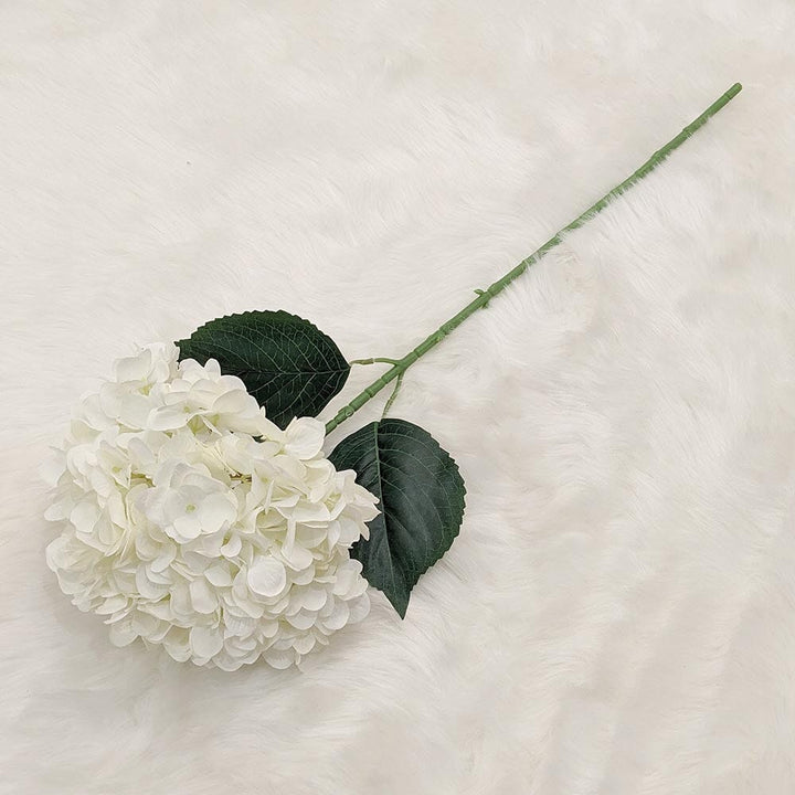 White Giant Pom Pom Hydrangea Single Stem Flower - Set of 3 Accessories 