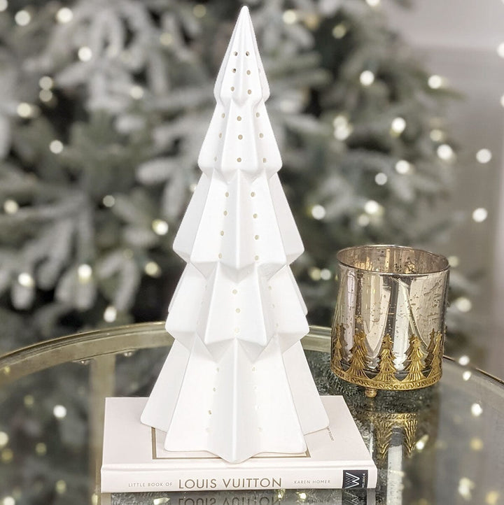 White Lit Tiered Decorative Christmas Tree Ornament Accessories 