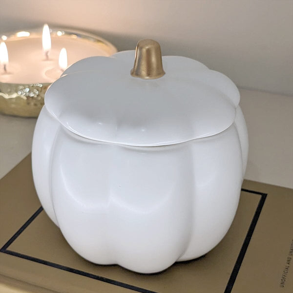 White Pumpkin Lidded Ceramic Jar Fragrance 