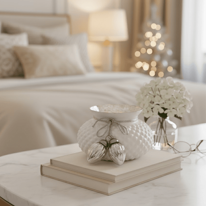 White & Silver Acorn Votive Accessories 