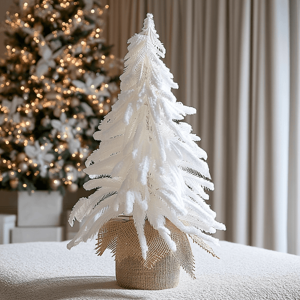White Tabletop Faux Christmas Tree Accessories 