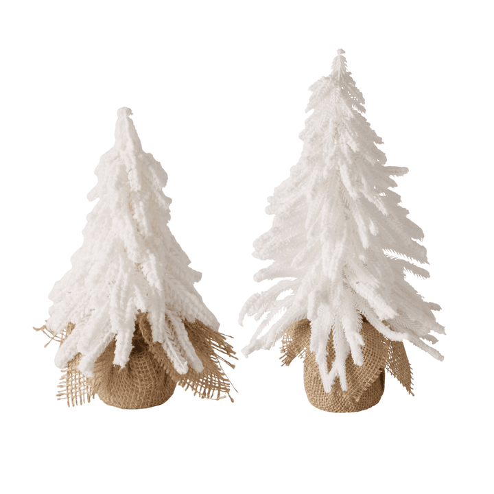 White Tabletop Faux Christmas Trees - Set of 2 Accessories 