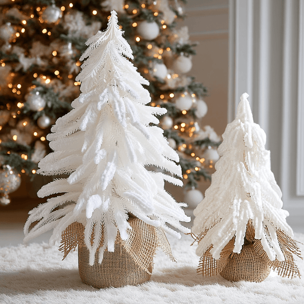 White Tabletop Faux Christmas Trees - Set of 2 Accessories 