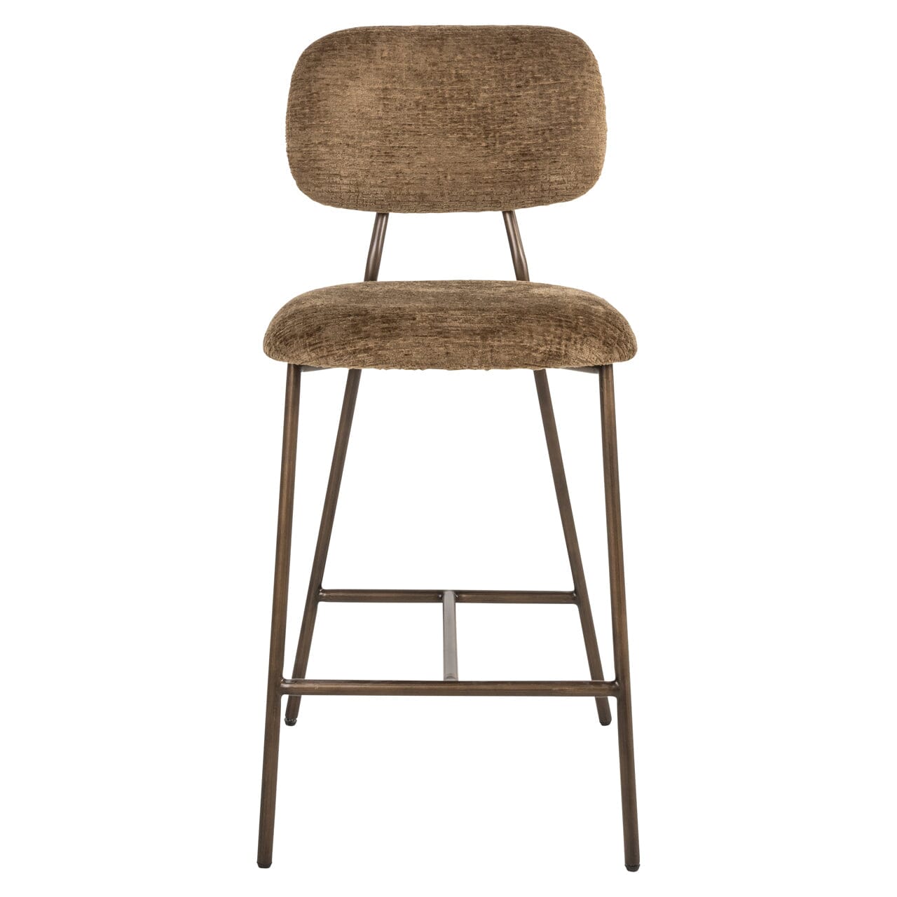 Wilder Warm Brown Chenille & Bronze Bar Stools- Set of 2 Furniture 