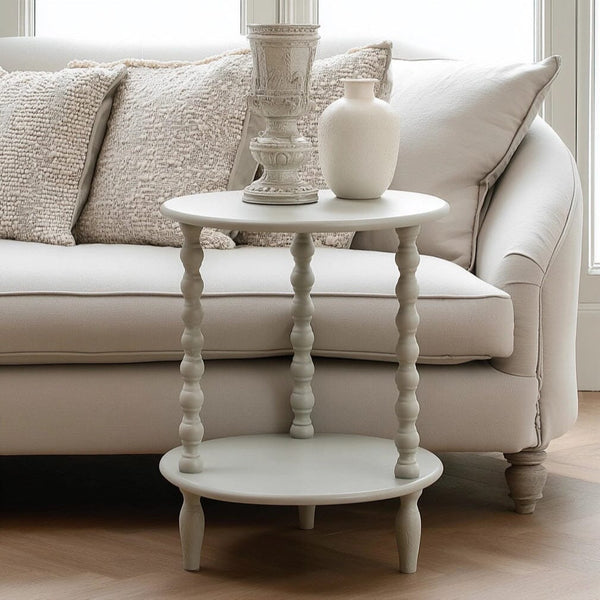 Wiley Grey Round Side Table with Leg Detailing Furniture 