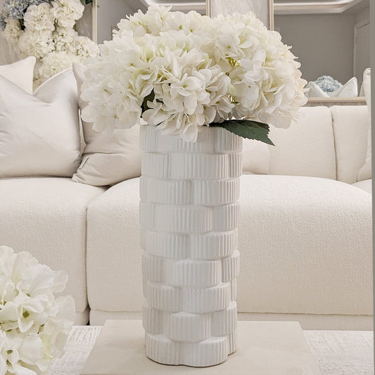 Willow Large White Ribbed Ceramic Vase Accessories 