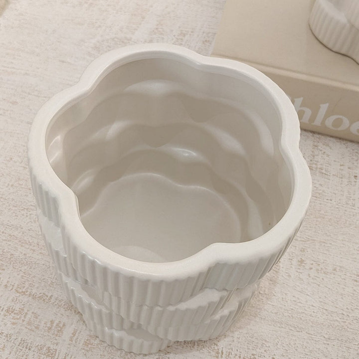 Willow White Ribbed Ceramic Planter Accessories 