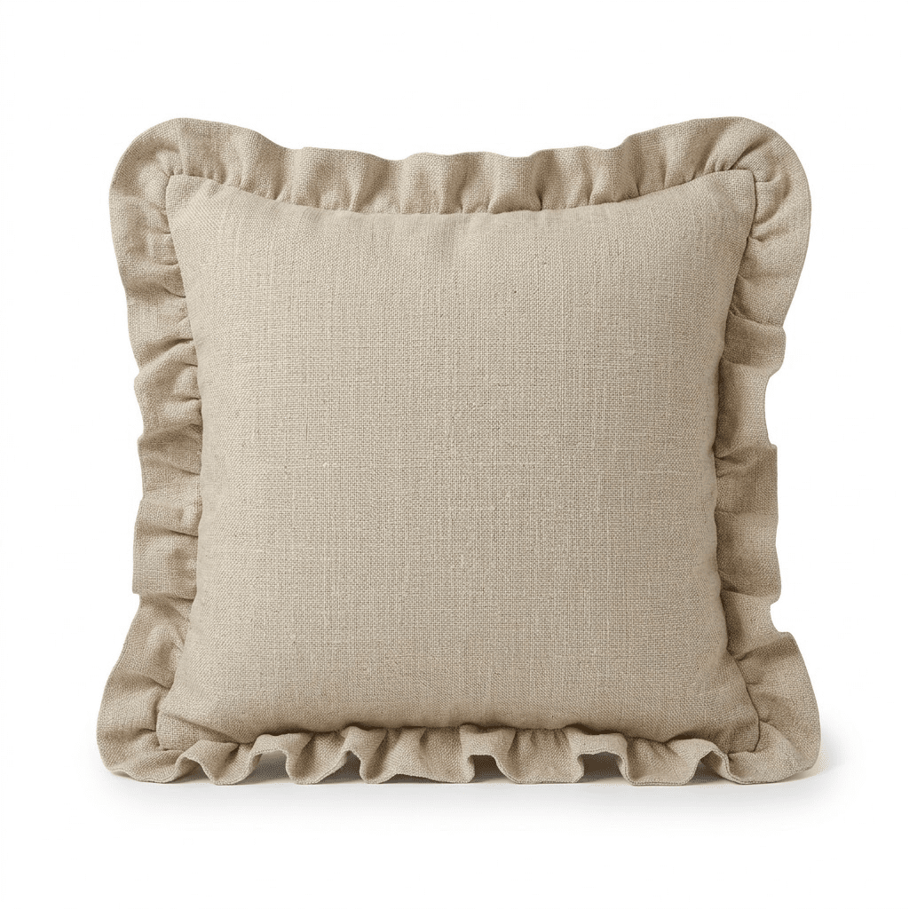 Wilmare Taupe Scalloped Edge Cushion with Cream Trim- 45x45cm 