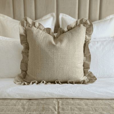 Wilmare Taupe Scalloped Edge Feather Filled Cushion - 45x45cm 
